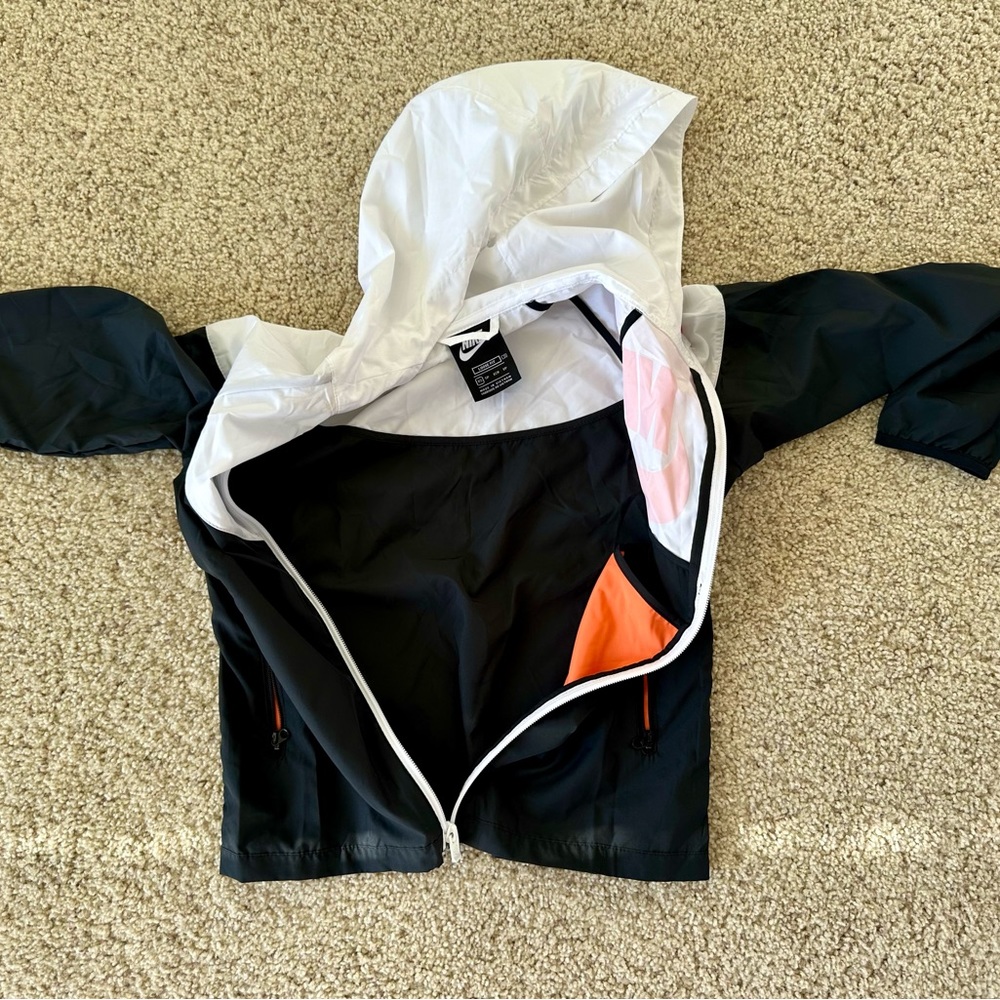 Nike Black White Orange Windbreaker Jacket for Kids - Picture 4 of 4